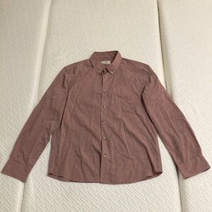 Marine Layer Check Shirt Maroon Red Denim Blue Medium